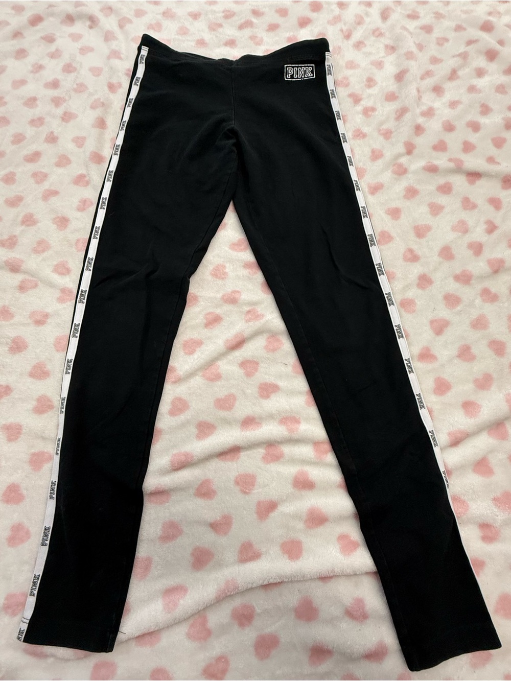 Victoria's Secret PINK Striped Leggings in Black & White Size Small